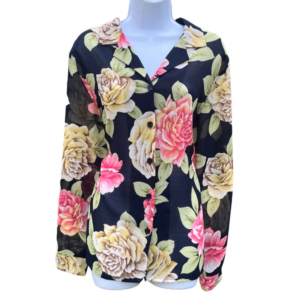 Vintage 1990’s Sag Harbor semi sheer floral blouse